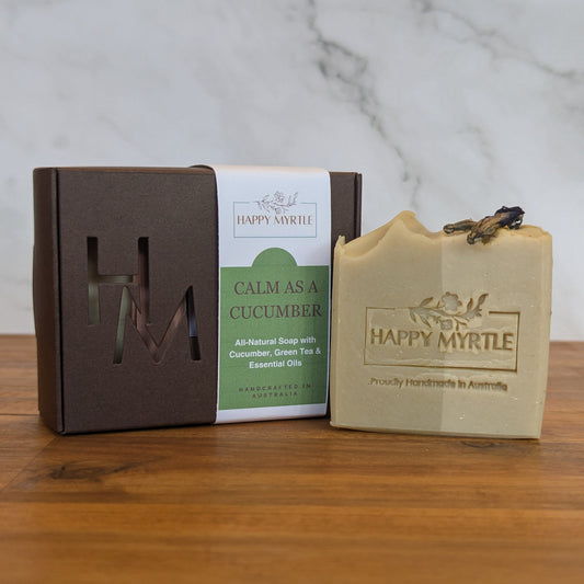 Calm as a cucumber - natural soap with cucumber, green tea and essential oils in box