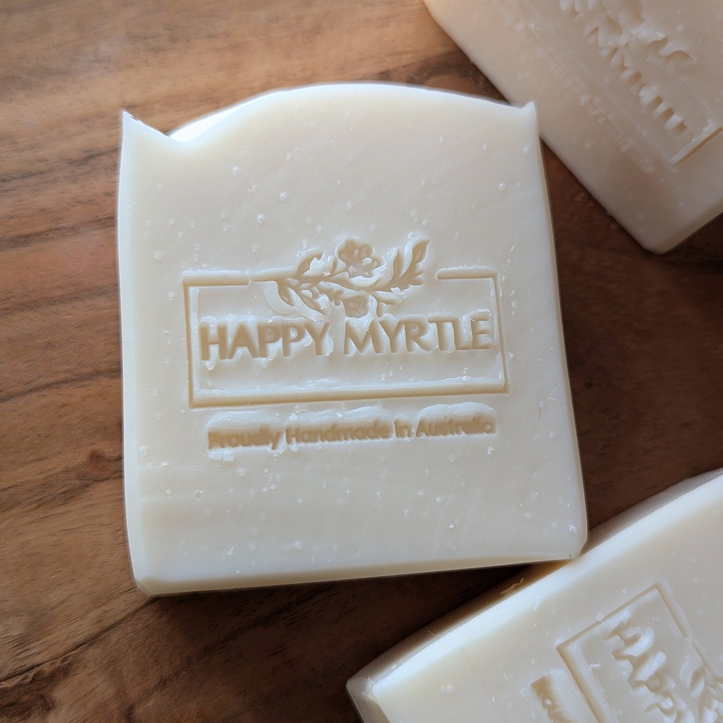 Close up of Handmade Castile Soap with Eucalyptus Essential Oil