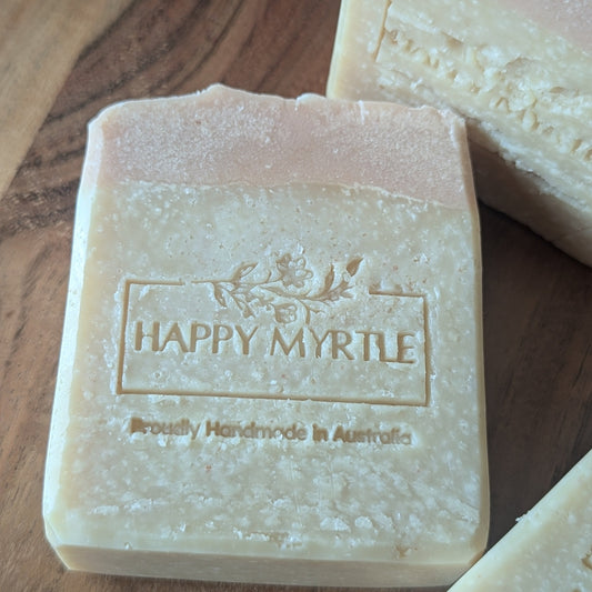 Close up of Pink Himalayan Salt and Coconut Milk Handmade Soap