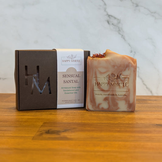 Sensual Santal essential oil soap in box