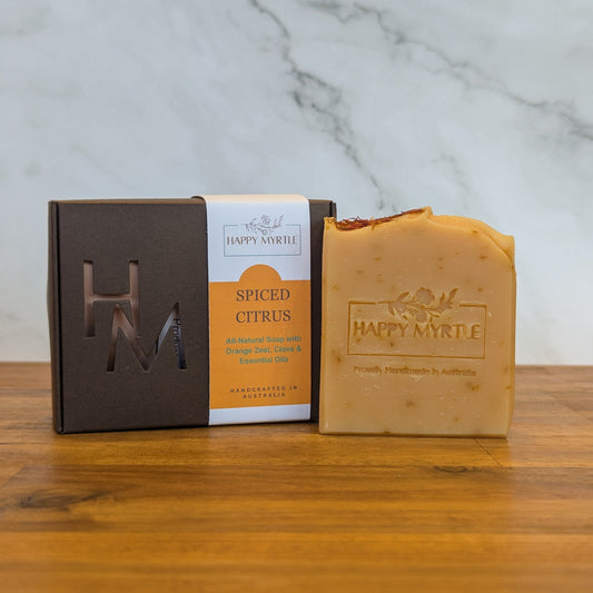 Spiced Citrus essential oil soap in box