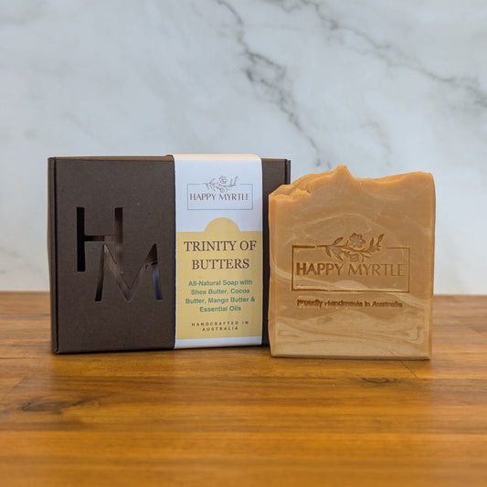 Trinity of butters - shea butter, mango butter and cocoa butter soap with box