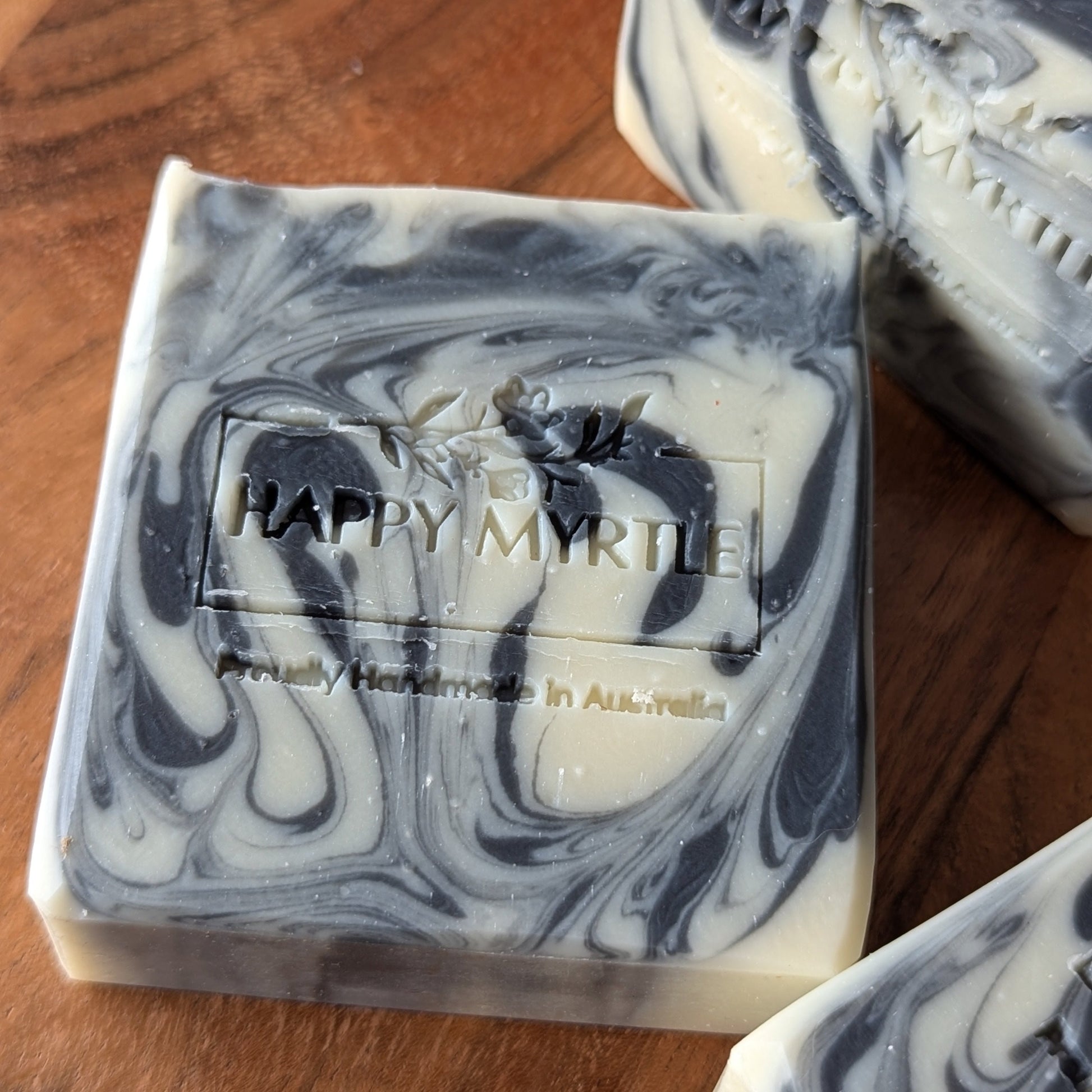 Close up of Peppermint Charcoal Handmade Soap