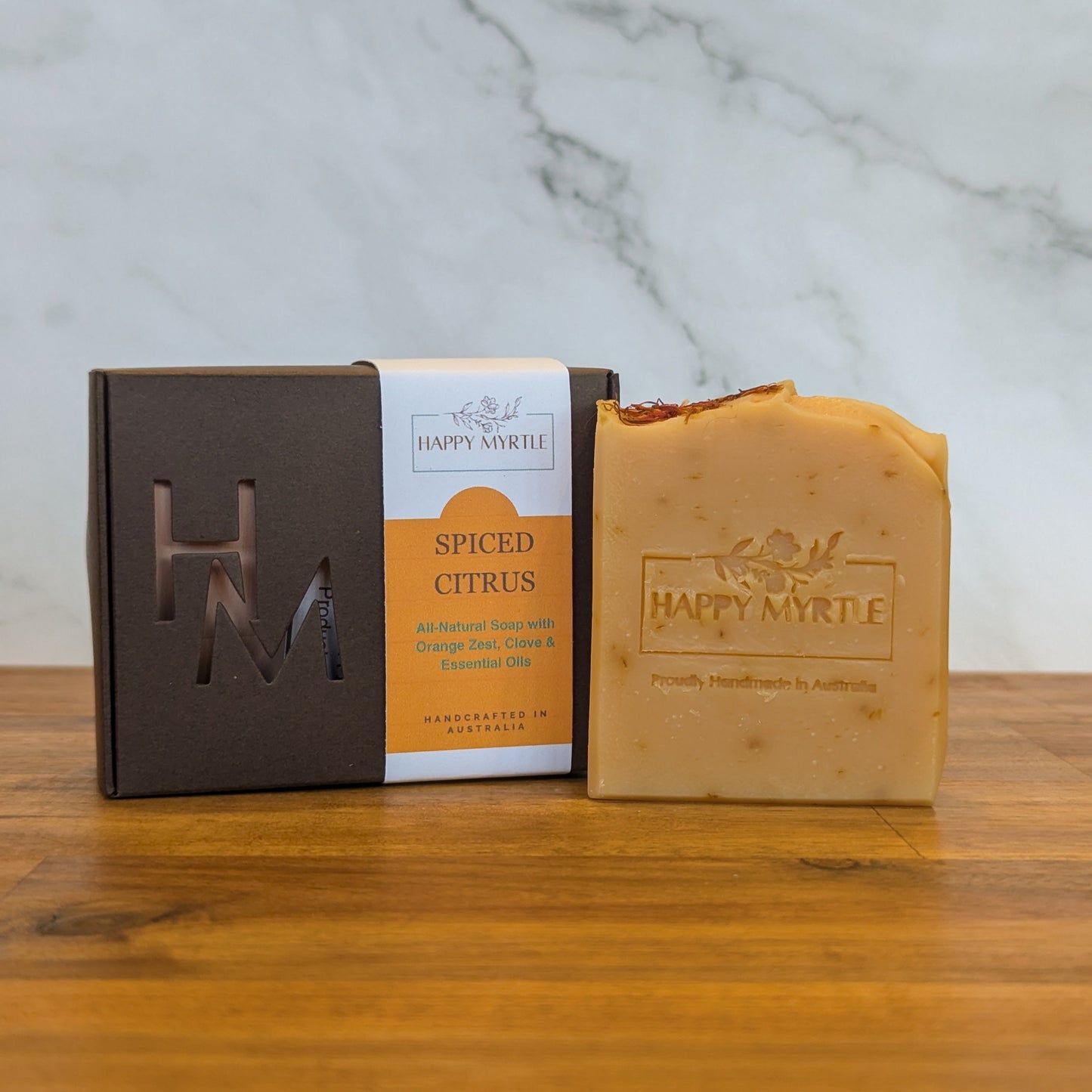 Spiced Citrus essential oil soap in box